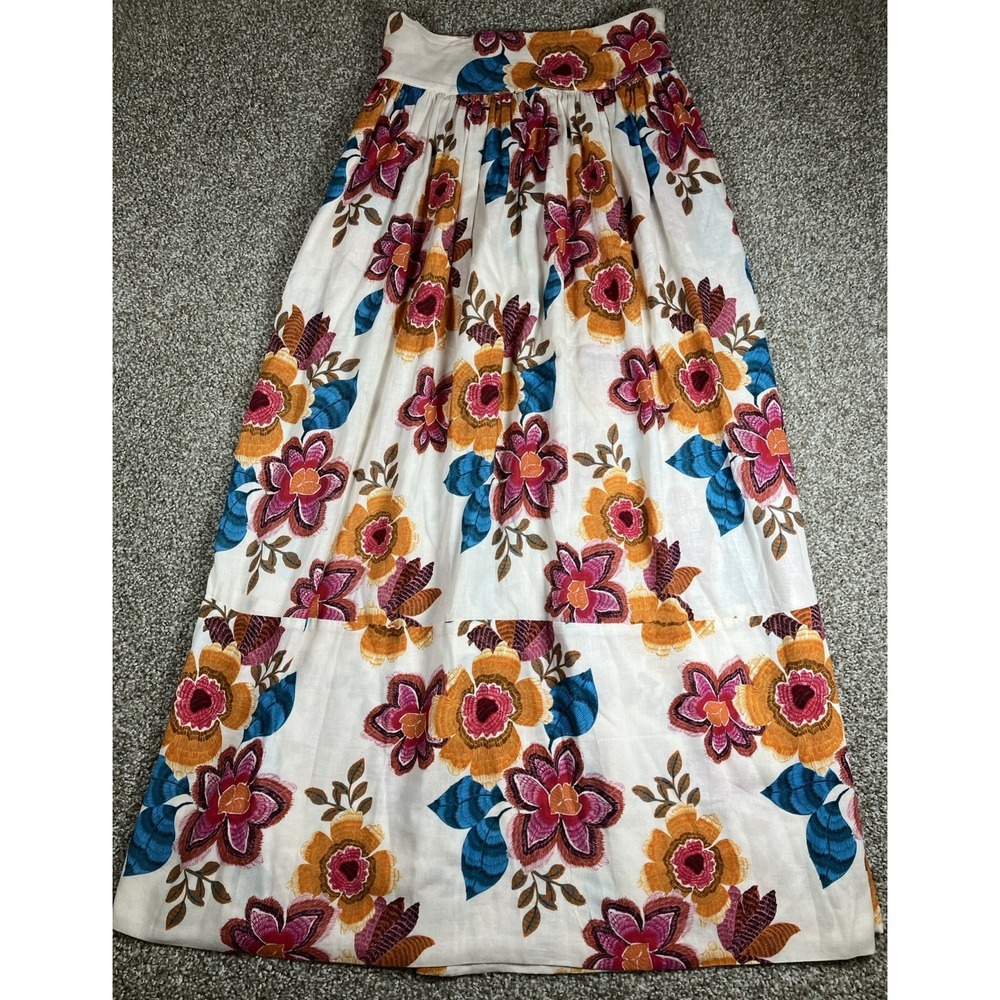 MISA Losa Angeles Linen Rayon Blend Maxi Skirt Floral Print Size XS Boho